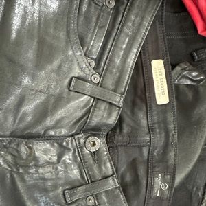 AG the skinny super skinny fit black leatherette size 24